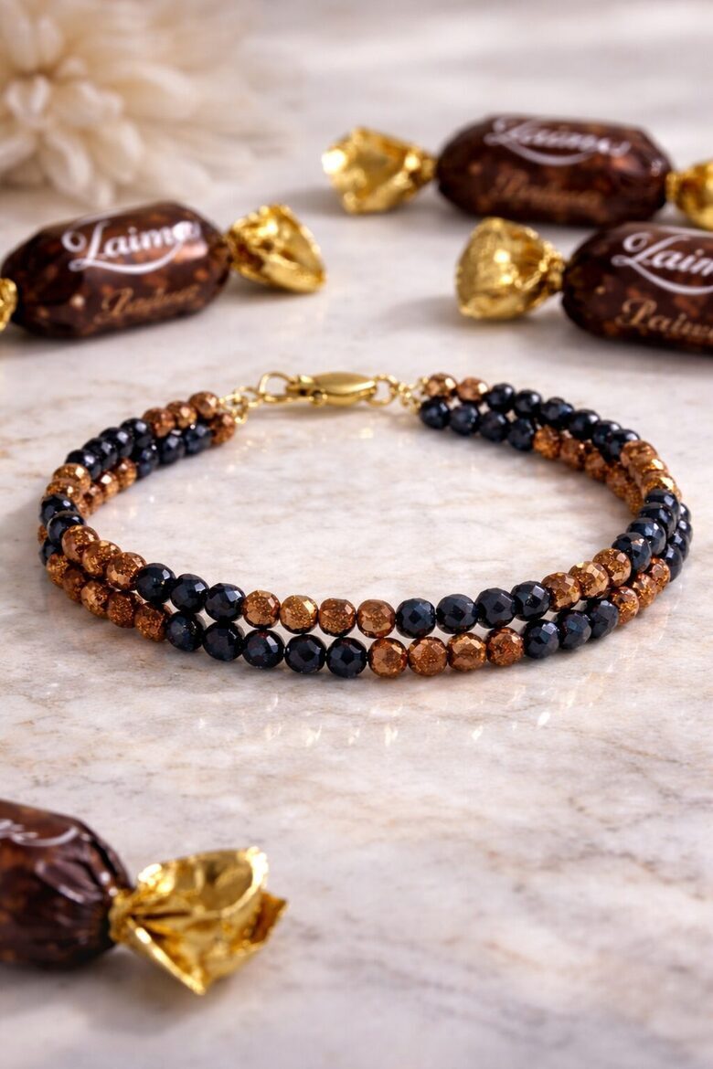 Dabīgo pērļu rokassprādze "Pusnakts Spīdums"